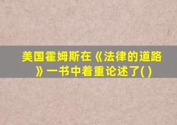 美国霍姆斯在《法律的道路》一书中着重论述了( )